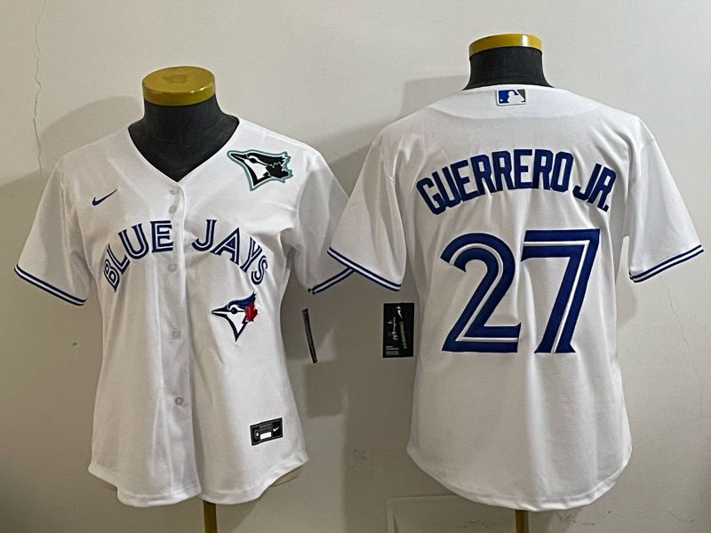 Women 2025 Toronto Blue Jays #27 Guerrero jr white Game Nike MLB Jersey style 004->women mlb jersey->Women Jersey